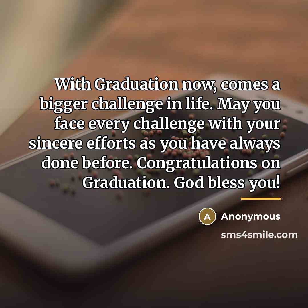 “With Graduation now, comes a bigger challenge in life. May…” quote by Anonymous