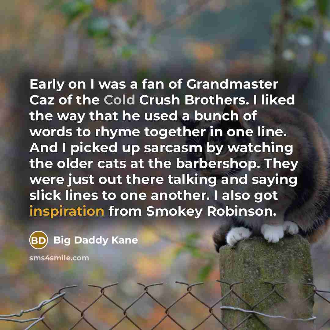 “Early on I was a fan of Grandmaster Caz of…” quote by Big Daddy Kane