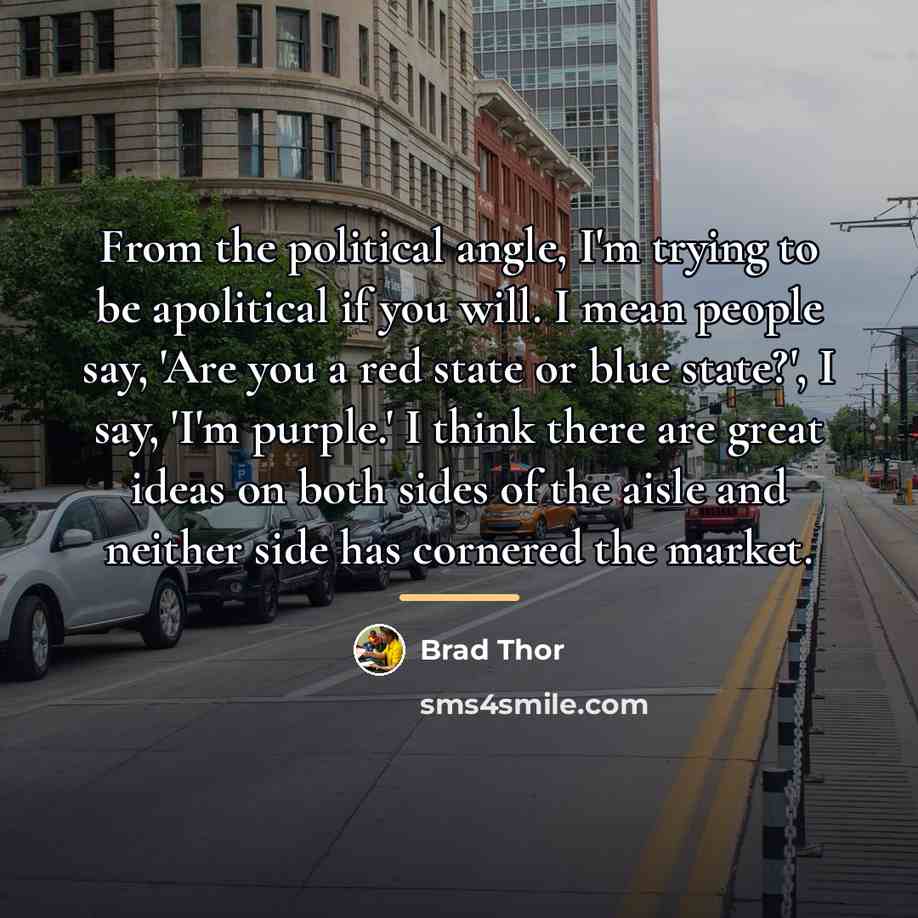 “From the political angle, I'm trying to be apolitical if…” quote by Brad Thor