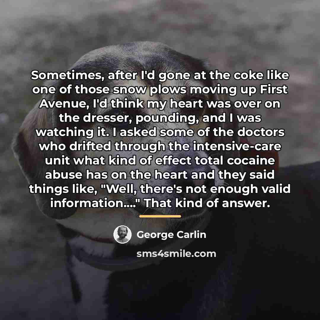 “Sometimes, after I'd gone at the coke like one of…” quote by George Carlin
