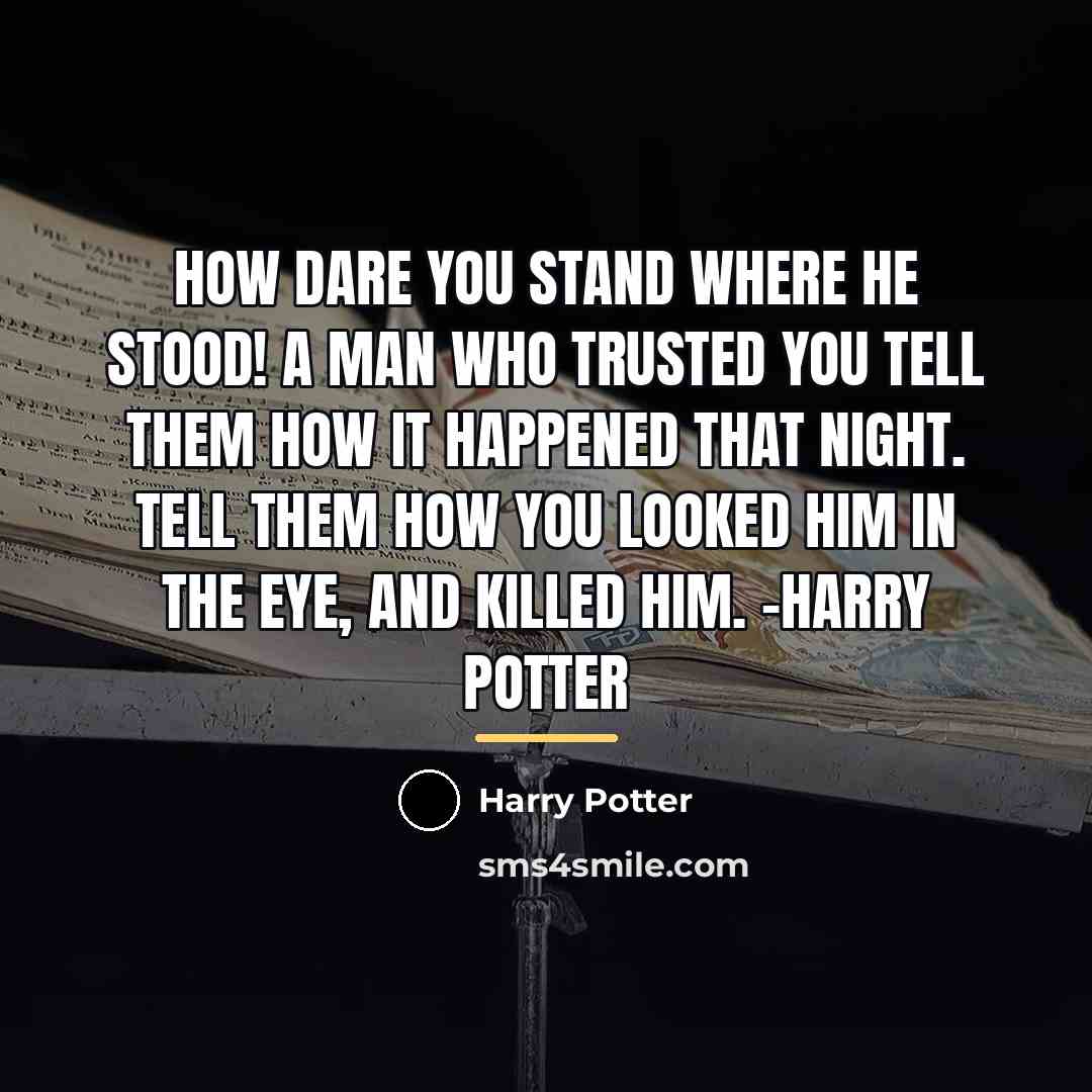 “How dare you stand where he stood! A man who…” quote by Harry Potter