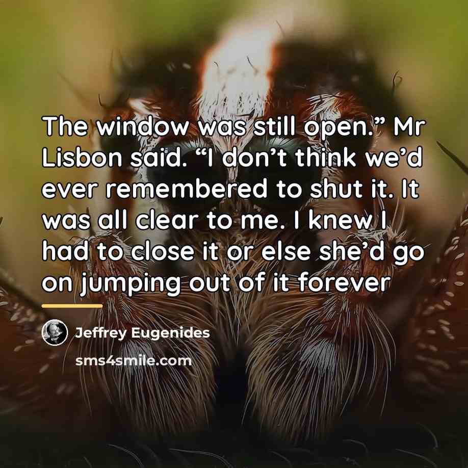 “The window was still open.” Mr Lisbon said. “I don’t…” quote by Jeffrey Eugenides