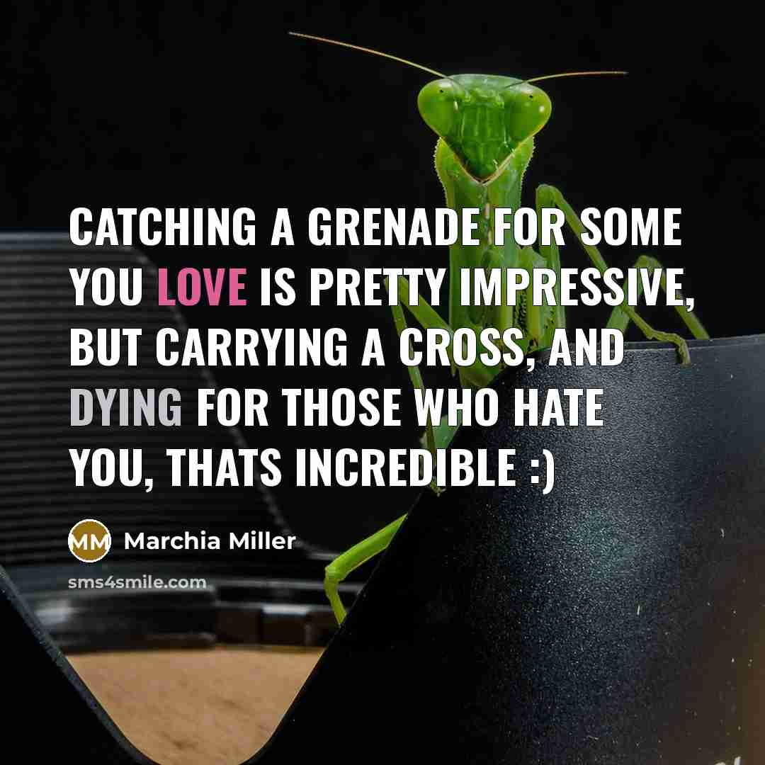 “Catching a grenade for some you love is pretty impressive,…” quote by Marchia Miller