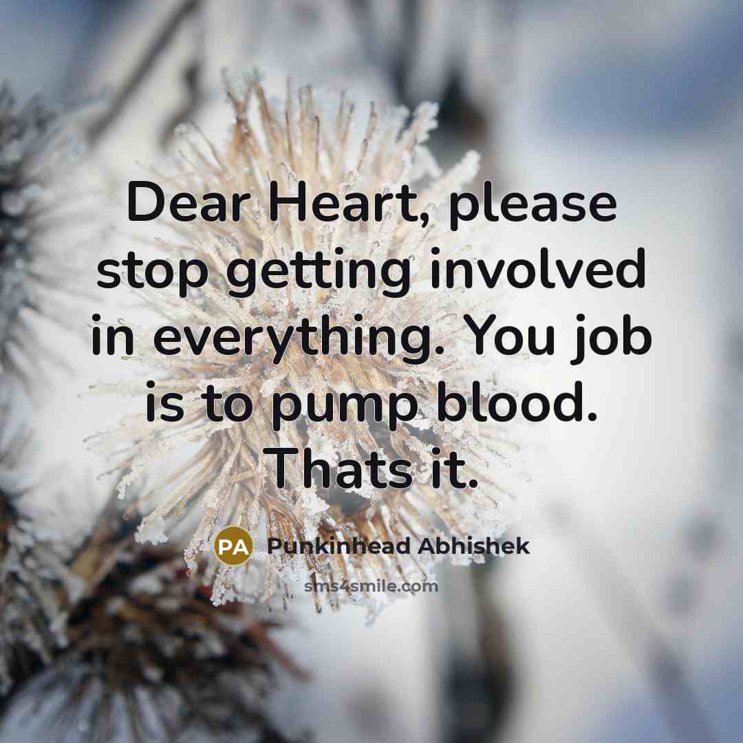 “Dear Heart, please stop getting involved in everything. You job…” quote by Punkinhead Abhishek