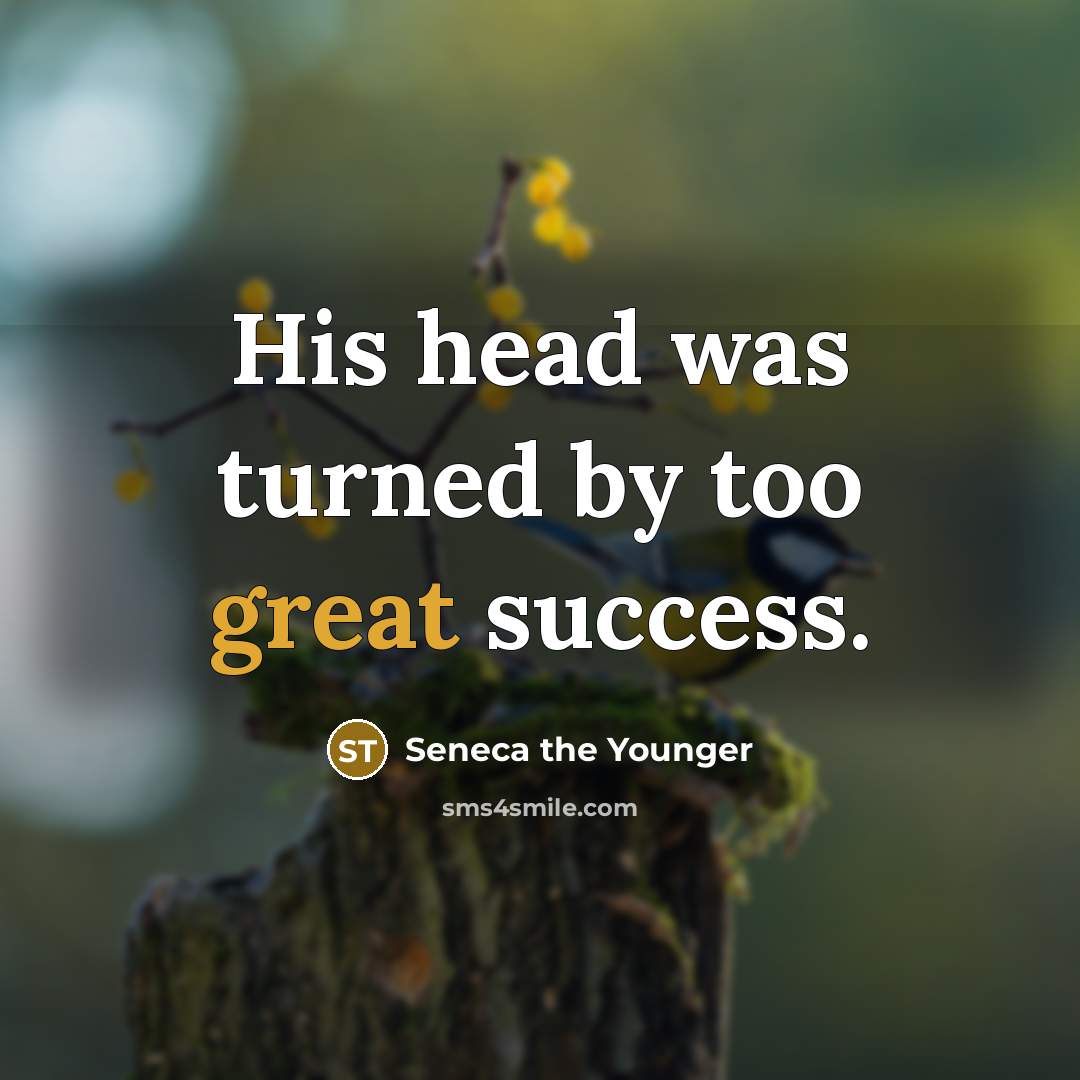 “His head was turned by too great success.…” quote by Seneca the Younger