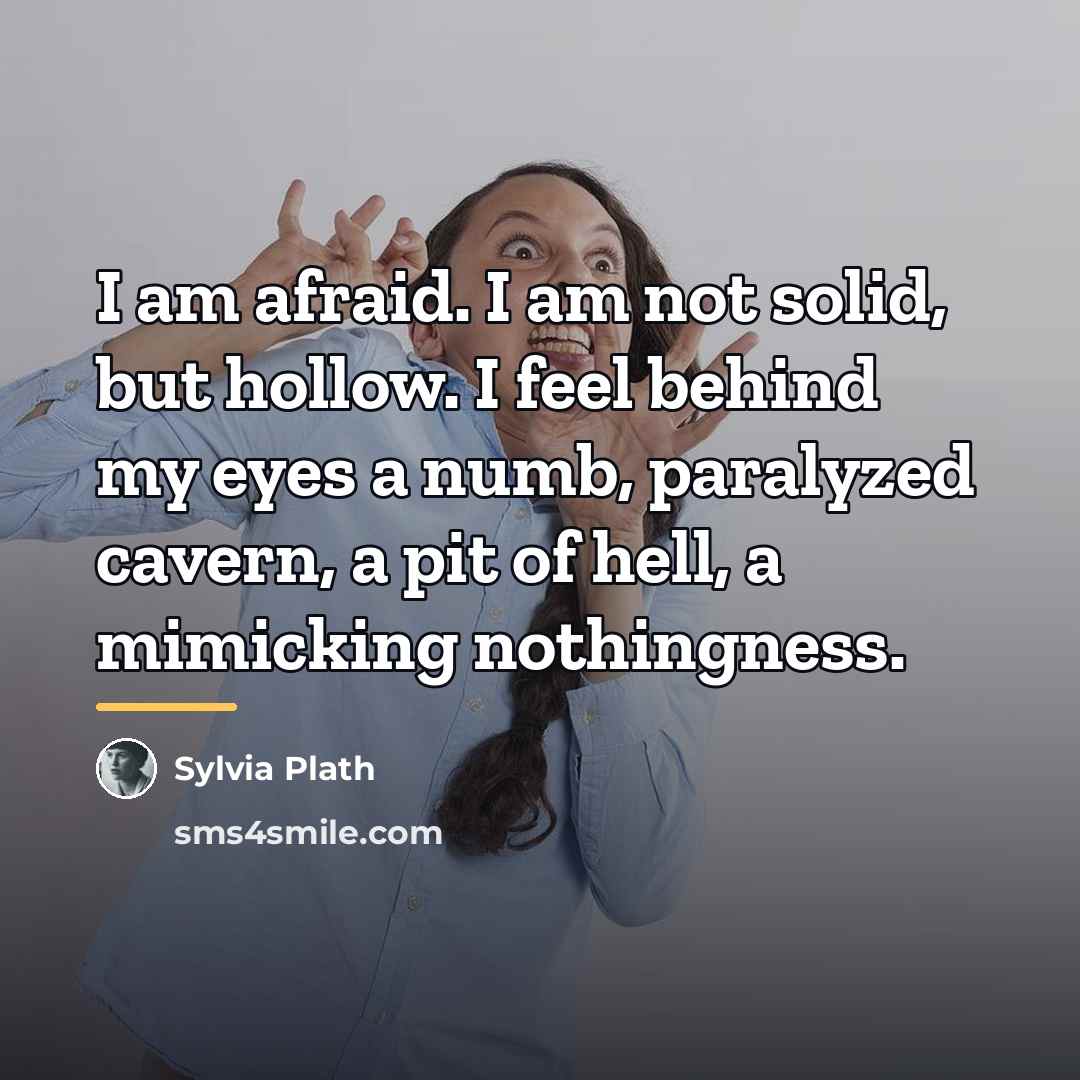 “I am afraid. I am not solid, but hollow. I…” quote by Sylvia Plath