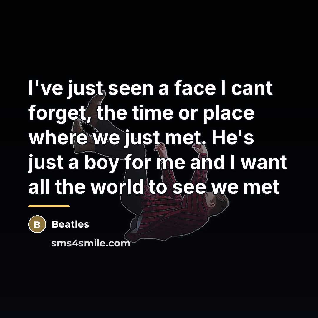 “I've just seen a face I cant forget, the time…” quote by Beatles