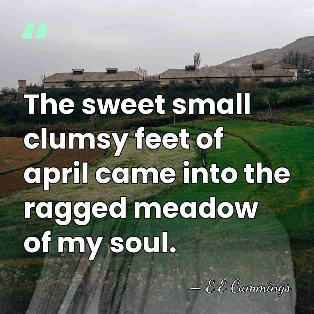 The sweet small clumsy feet of april came into the ragged meadow&hellip; - E E Cummings