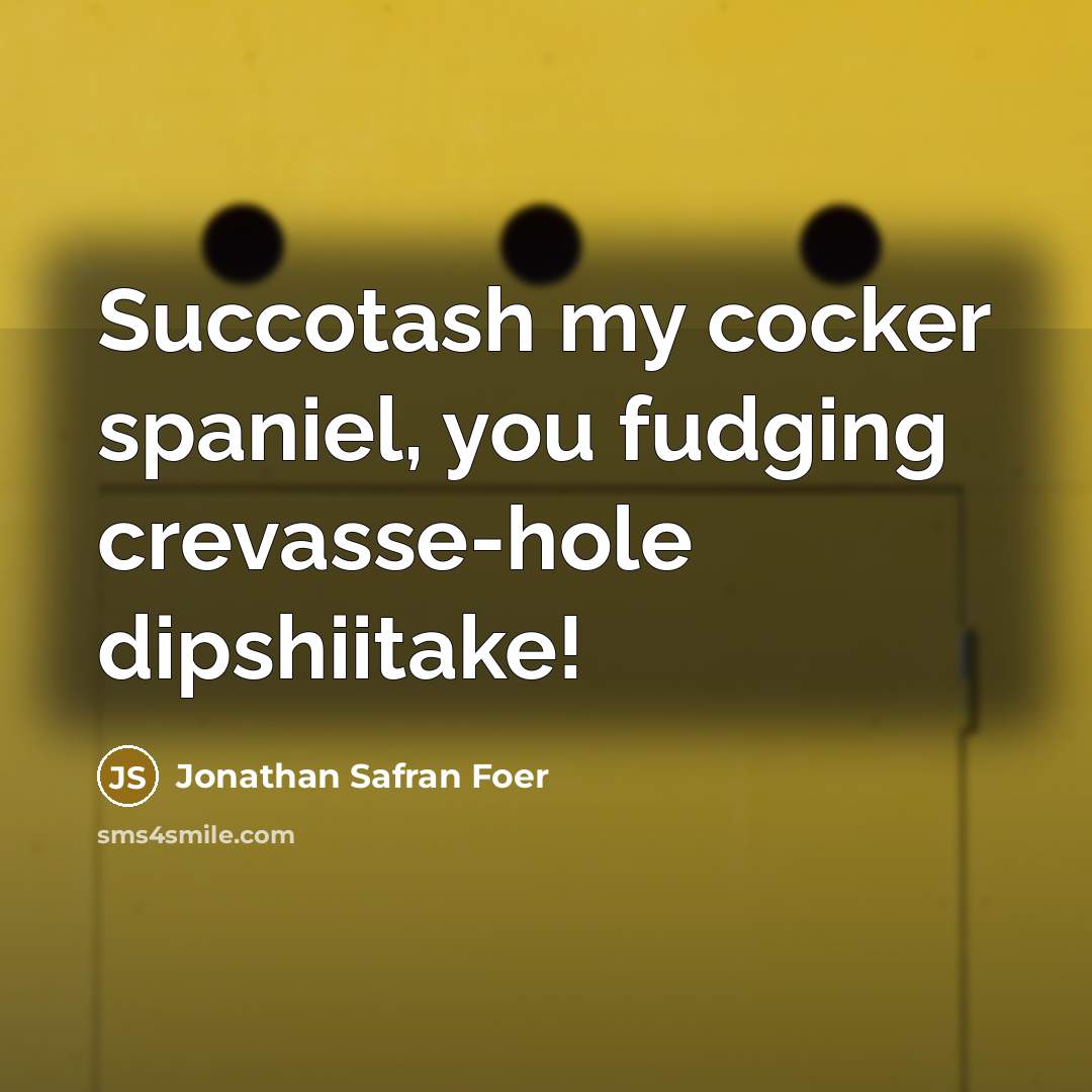 “Succotash my cocker spaniel, you fudging crevasse-hole dipshiitake!…” quote by Jonathan Safran Foer