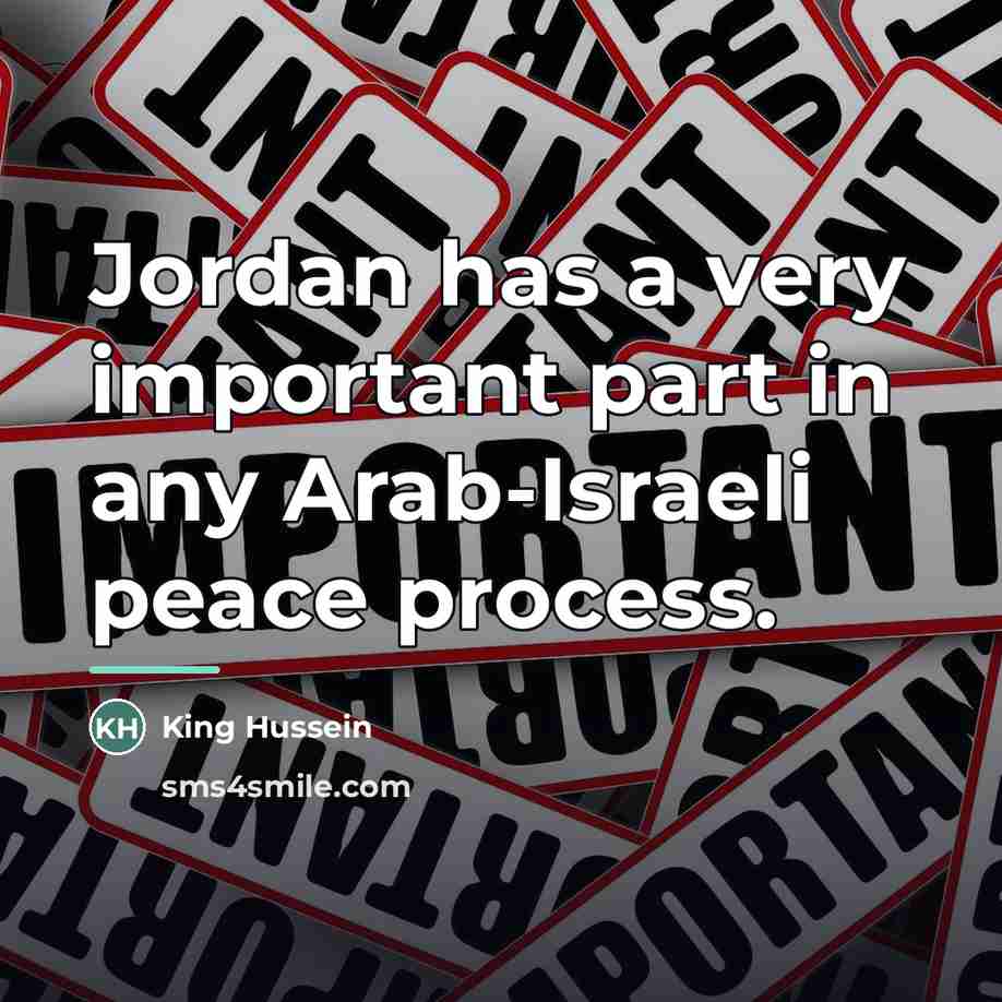 “Jordan has a very important part in any Arab-Israeli peace…” quote by King Hussein