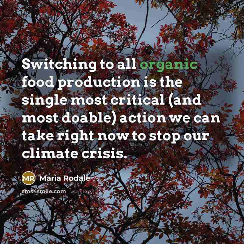 “Switching to all organic food production is the single most…” quote by Maria Rodale