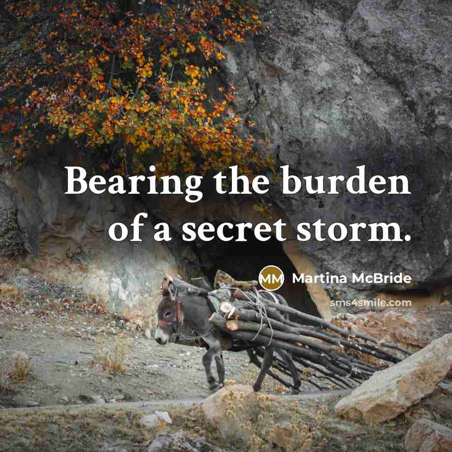 “Bearing the burden of a secret storm.…” quote by Martina Mcbride