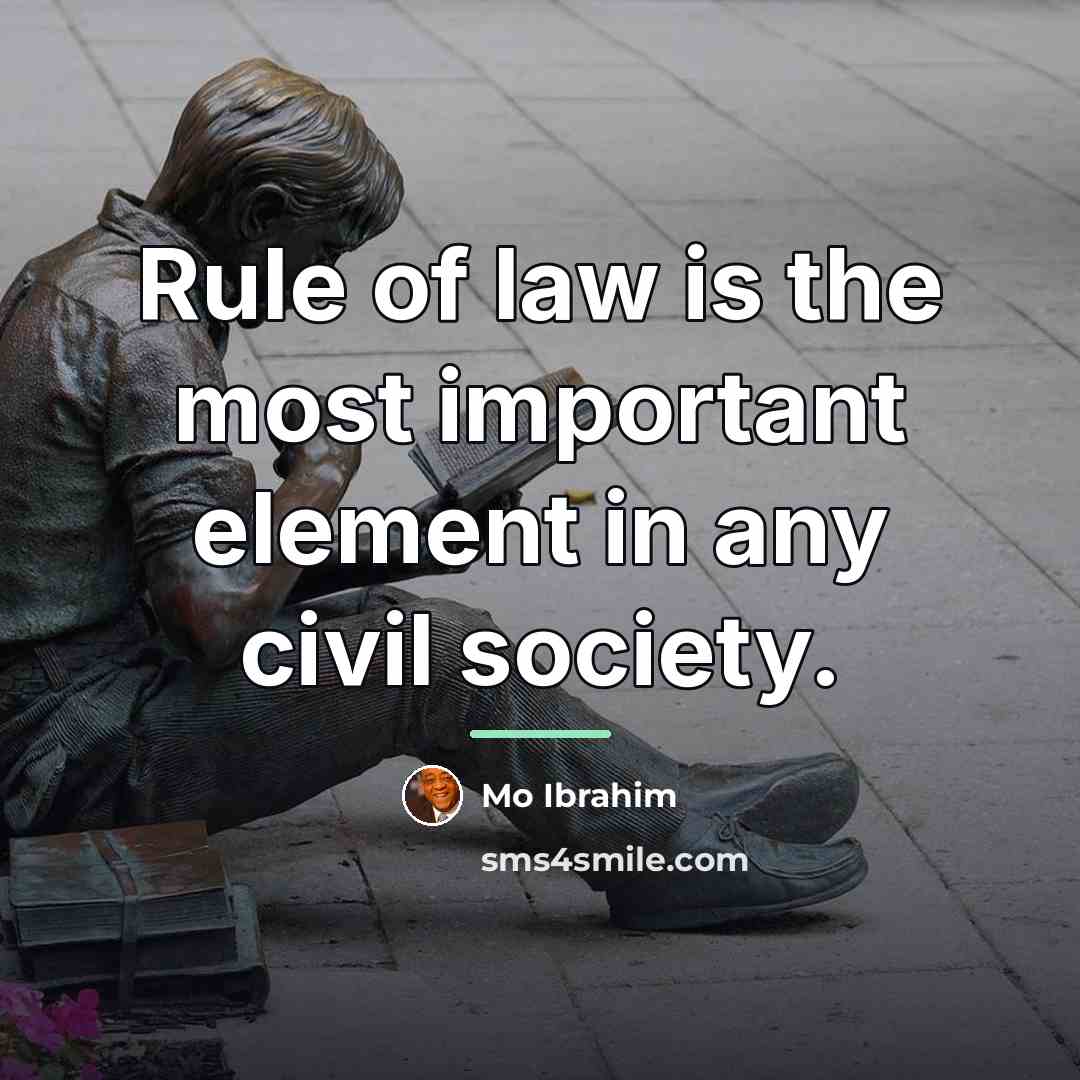 “Rule of law is the most important element in any…” quote by Mo Ibrahim