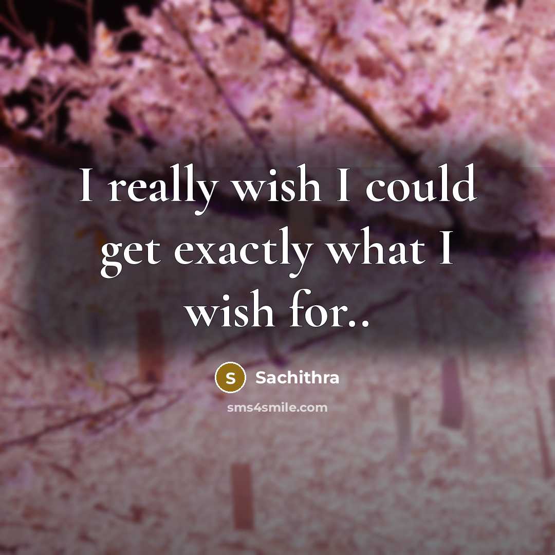 “I really wish I could get exactly what I wish for..” quote by Sachithra