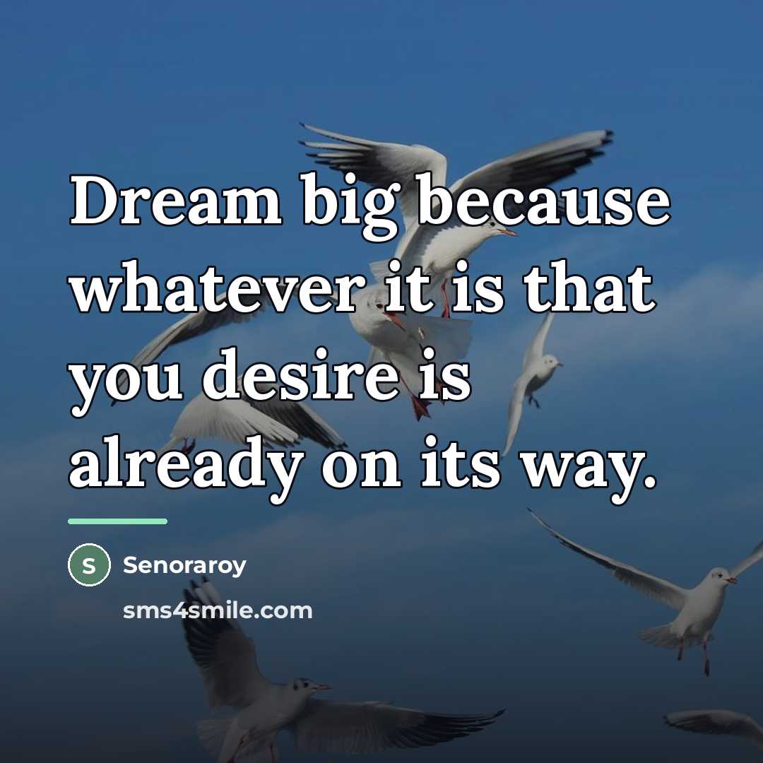 “Dream big because whatever it is that you desire is…” quote by Senoraroy