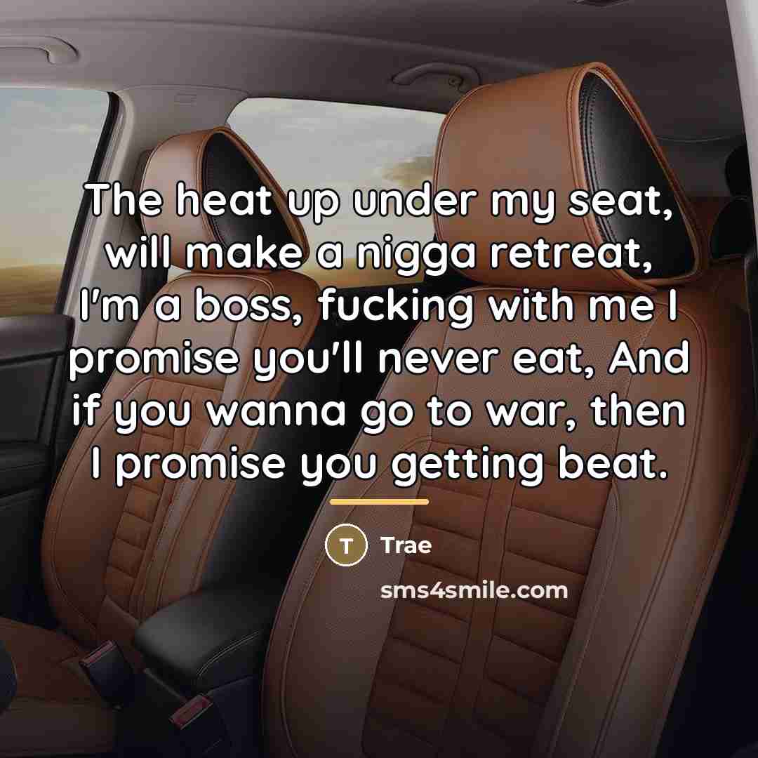 “The heat up under my seat, will make a nigga…” quote by Trae