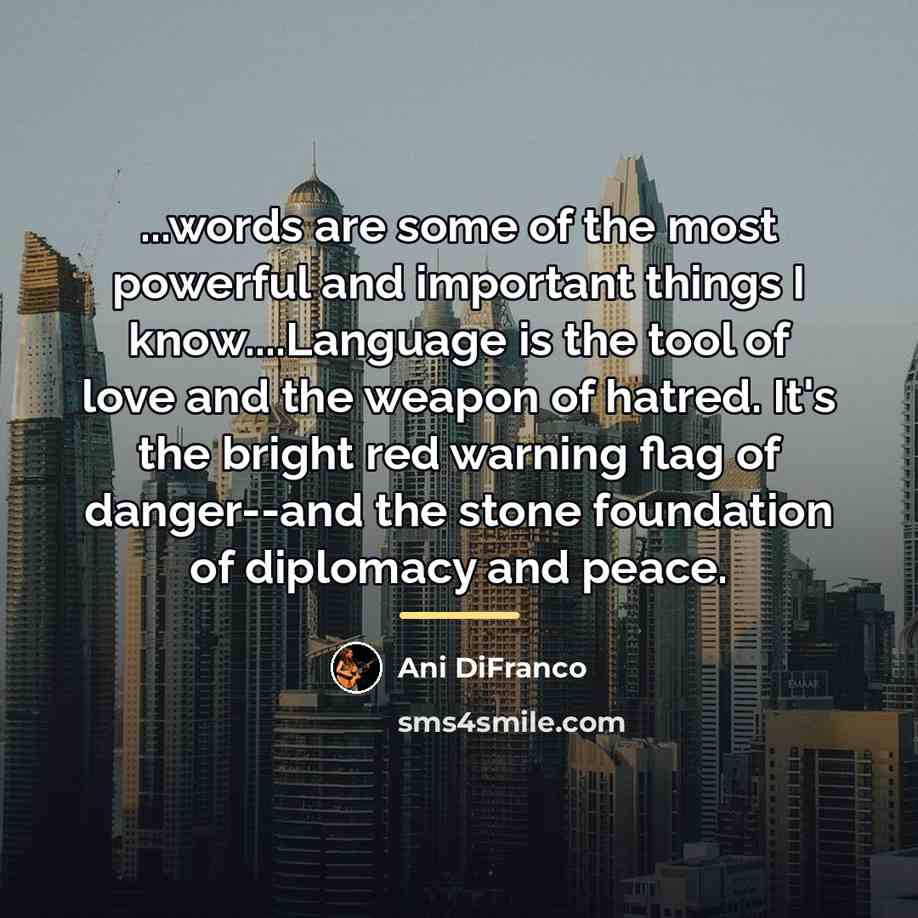 “...words are some of the most powerful and important things…” quote by Ani DiFranco