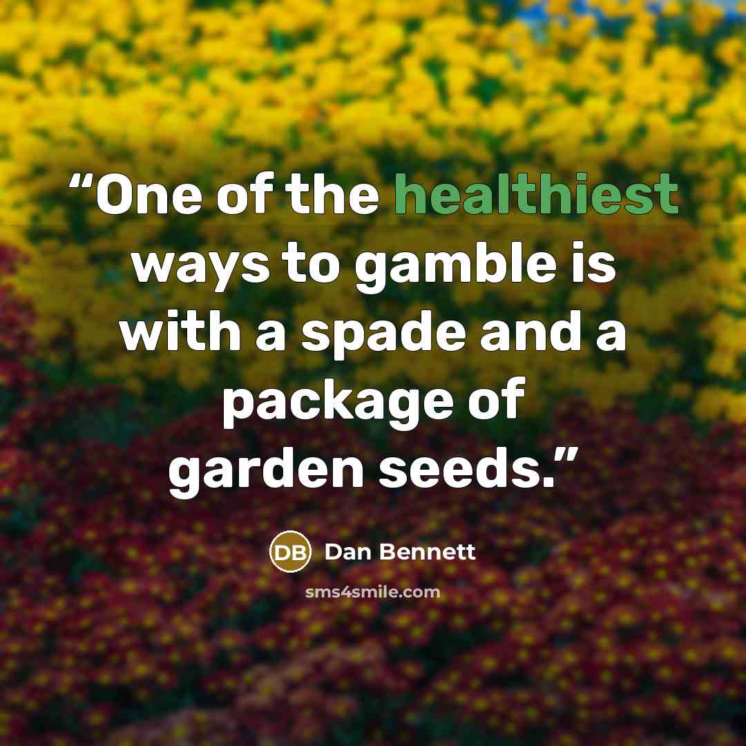 “One of the healthiest ways to gamble is with a spade and a package of garden seeds.” quote by Dan Bennett
