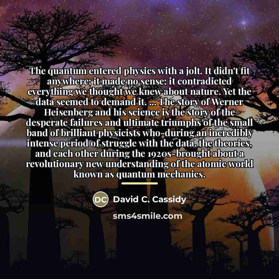 “The quantum entered physics with a jolt. It didn't fit…” quote by David C. Cassidy