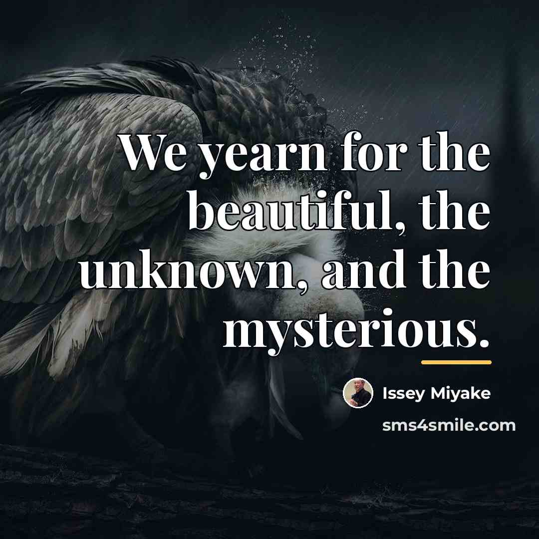 “We yearn for the beautiful, the unknown, and the mysterious.…” quote by Issey Miyake