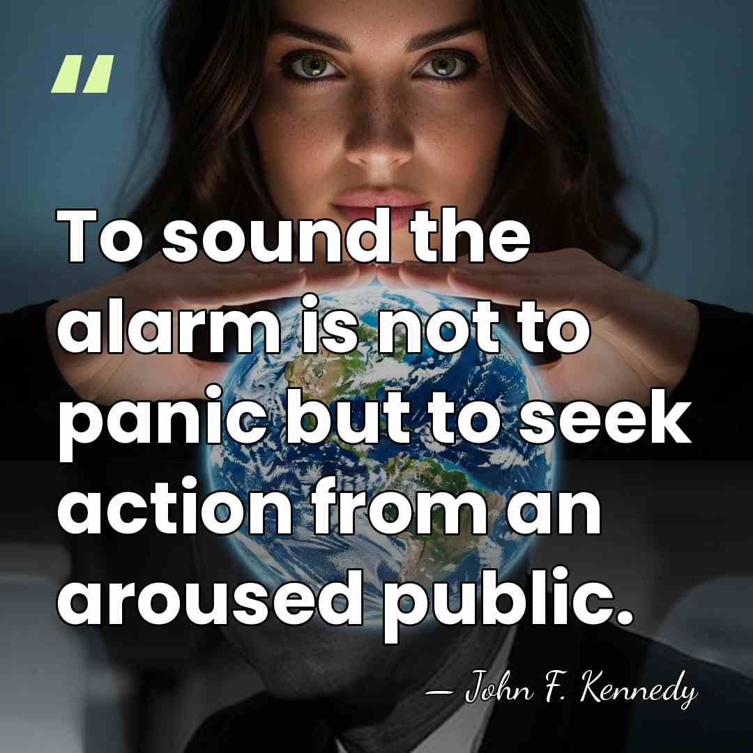 To sound the alarm is not to panic but to seek action&hellip; - John F. Kennedy