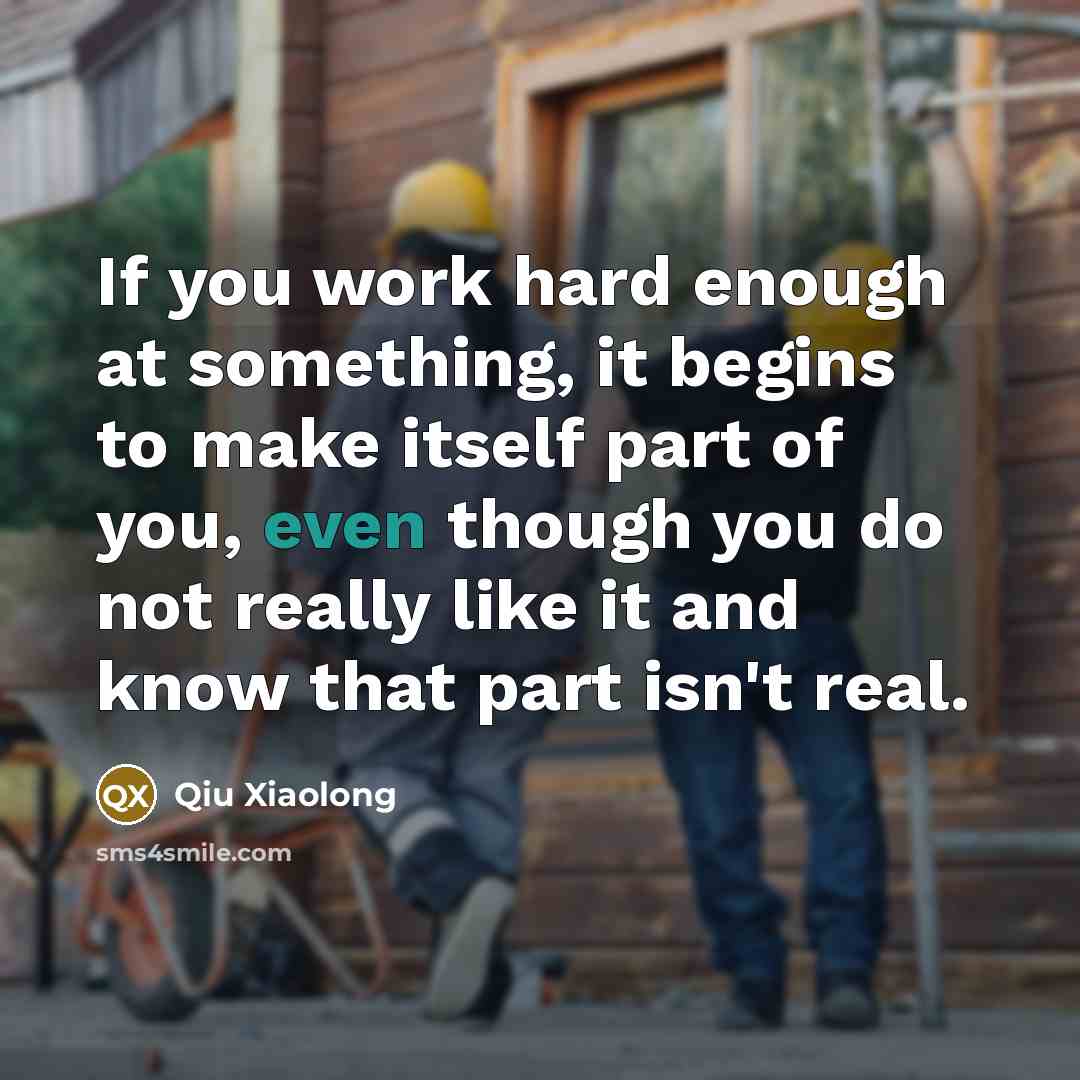 “If you work hard enough at something, it begins to…” quote by Qiu Xiaolong