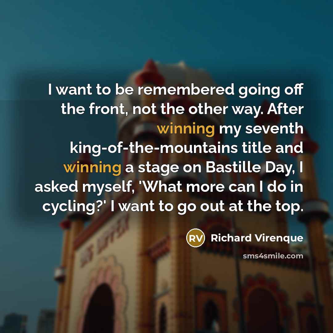 “I want to be remembered going off the front, not…” quote by Richard Virenque