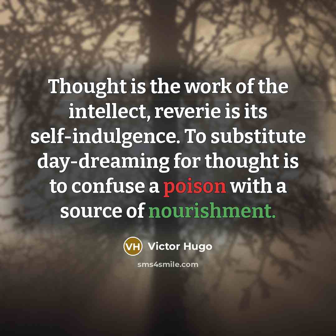 “Thought is the work of the intellect, reverie is its…” quote by Victor Hugo