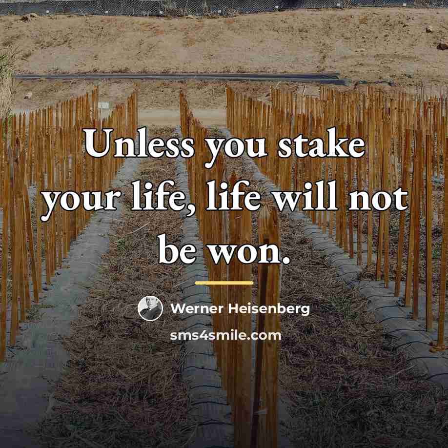 “Unless you stake your life, life will not be won.…” quote by Werner Heisenberg