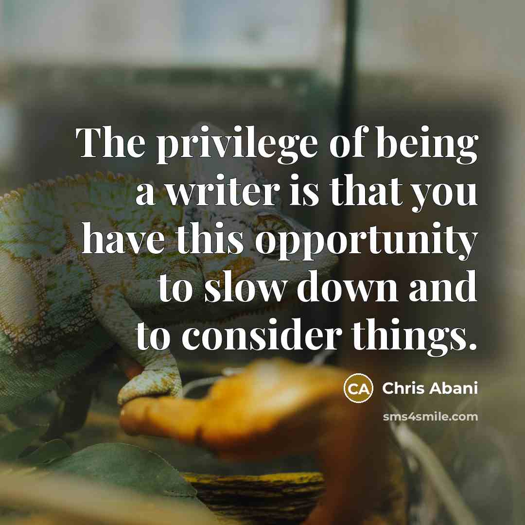 “The privilege of being a writer is that you have…” quote by Chris Abani