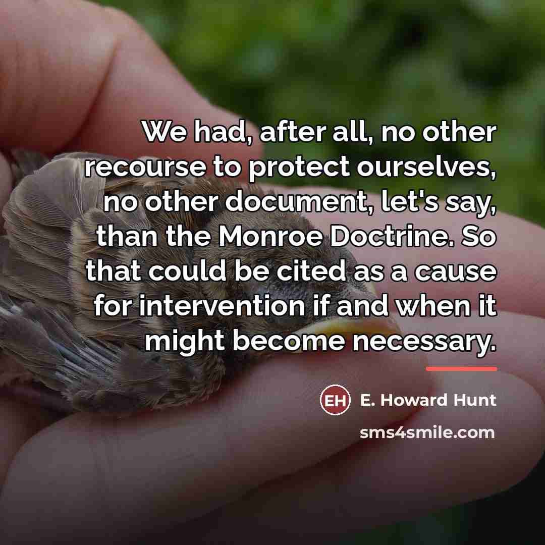 “We had, after all, no other recourse to protect ourselves,…” quote by E. Howard Hunt