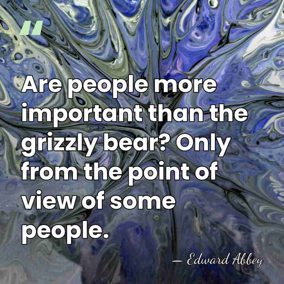 Are people more important than the grizzly bear? Only from the point&hellip; - Edward Abbey