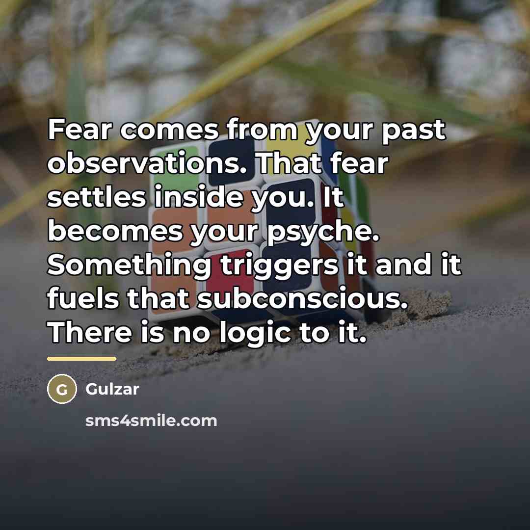 “Fear comes from your past observations. That fear settles inside…” quote by Gulzar