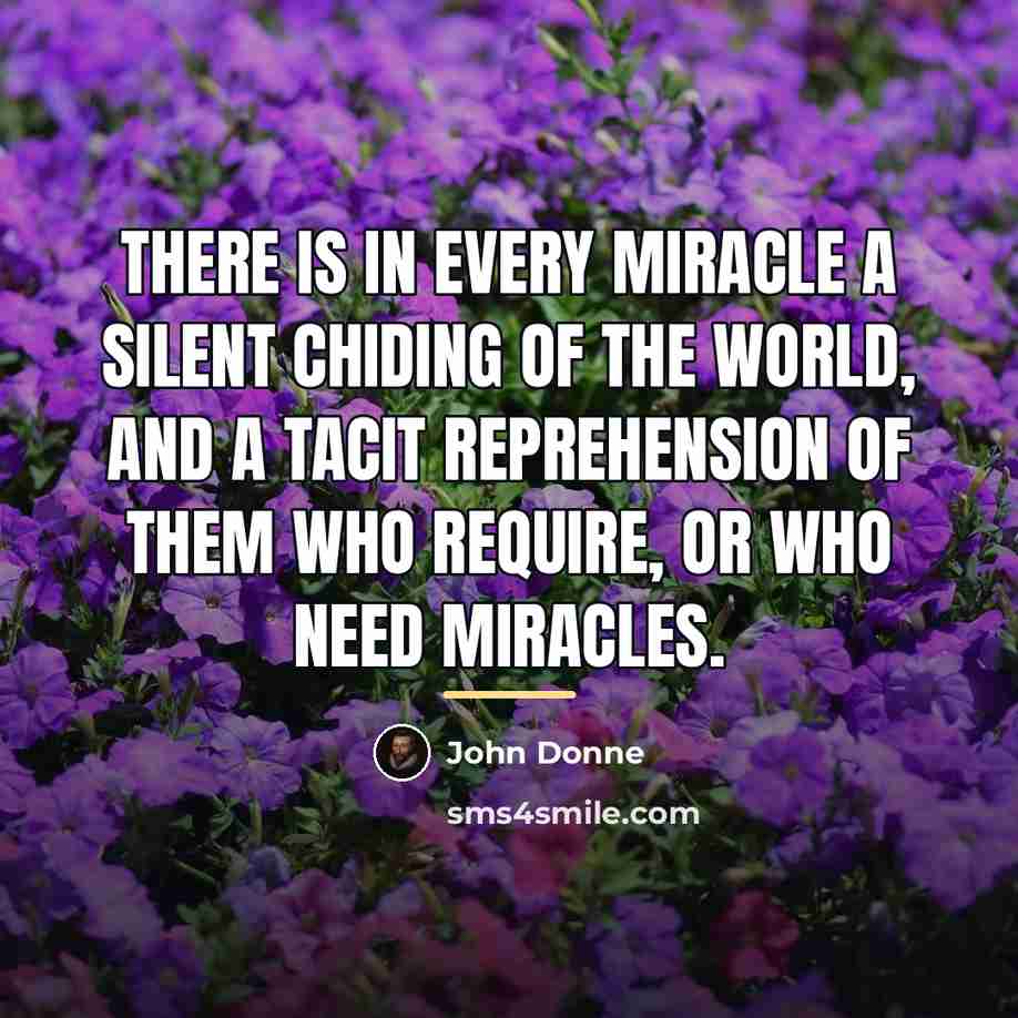 “There is in every miracle a silent chiding of the…” quote by John Donne