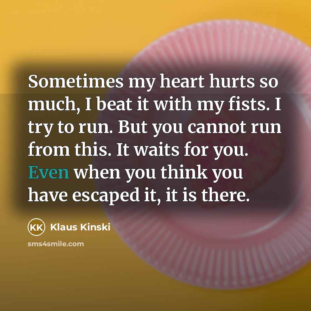 “Sometimes my heart hurts so much, I beat it with…” quote by Klaus Kinski