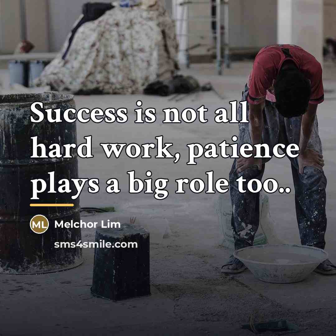 “Success is not all hard work, patience plays a big…” quote by Melchor Lim