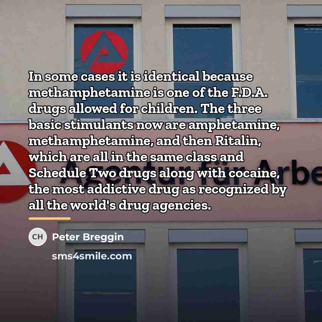 “In some cases it is identical because methamphetamine is one…” quote by Peter Breggin
