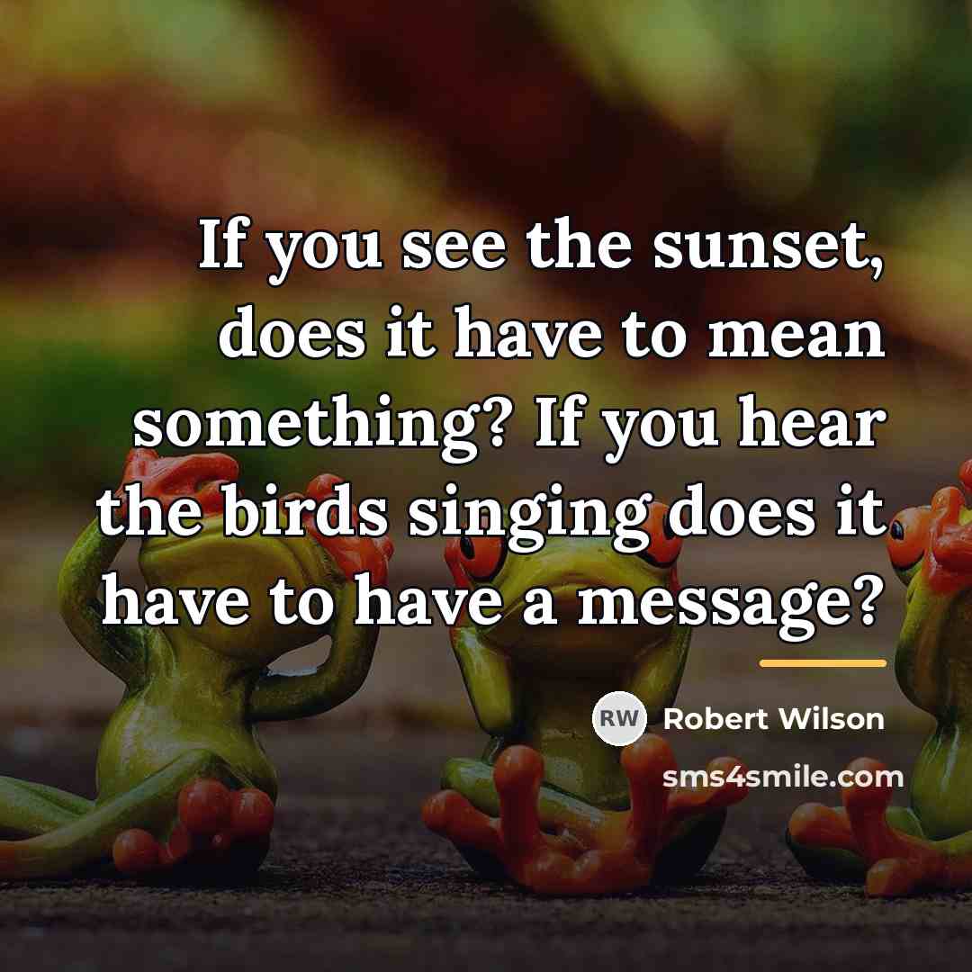 “If you see the sunset, does it have to mean…” quote by Robert Wilson