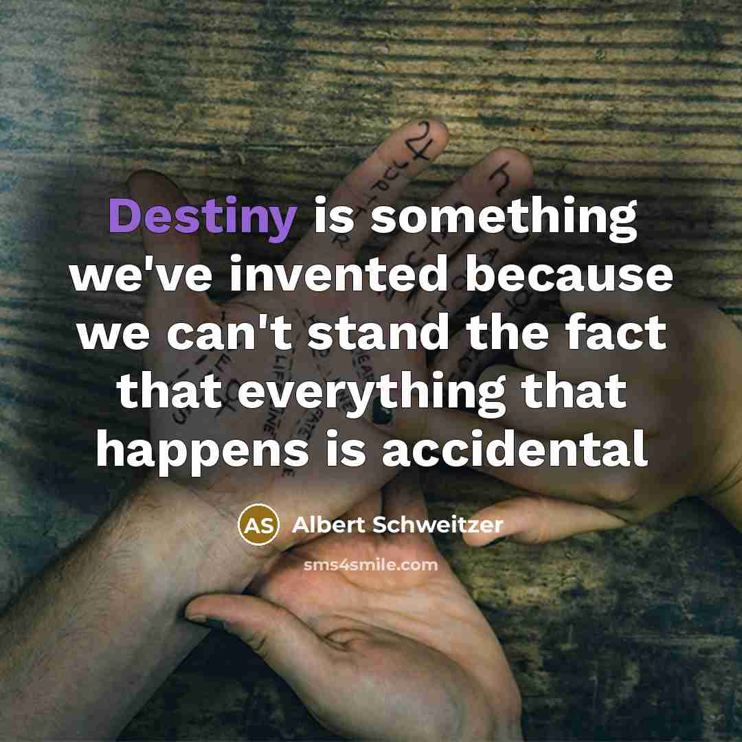 “Destiny is something we've invented because we can't stand the…” quote by Albert Schweitzer