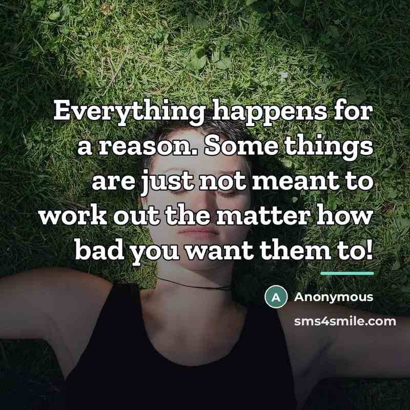 “Everything happens for a reason. Some things are just not…” quote by Anonymous