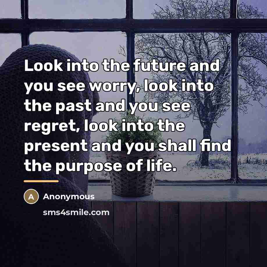 “Look into the future and you see worry, look into…” quote by Anonymous