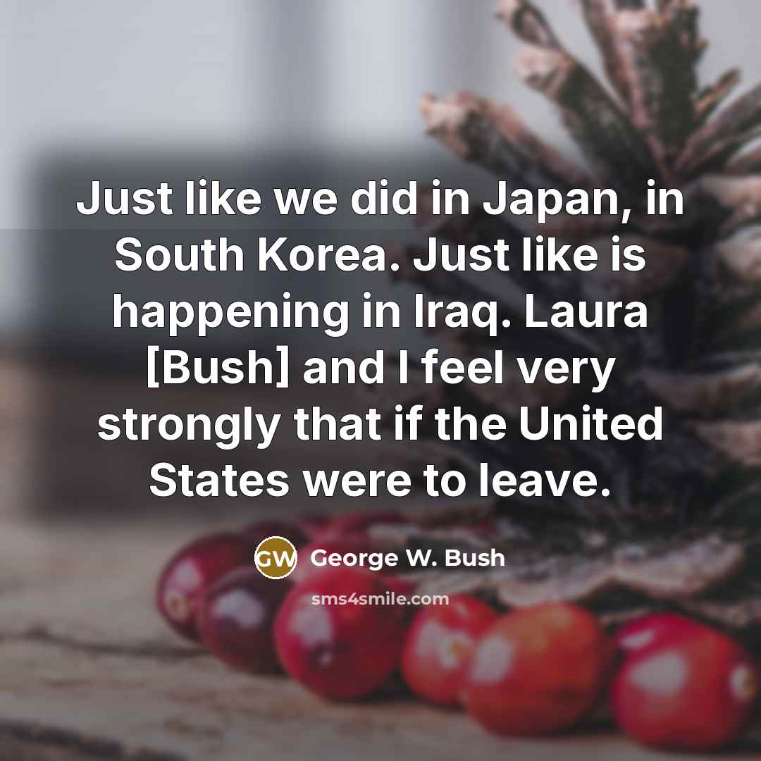 “Just like we did in Japan, in South Korea. Just…” quote by George W. Bush