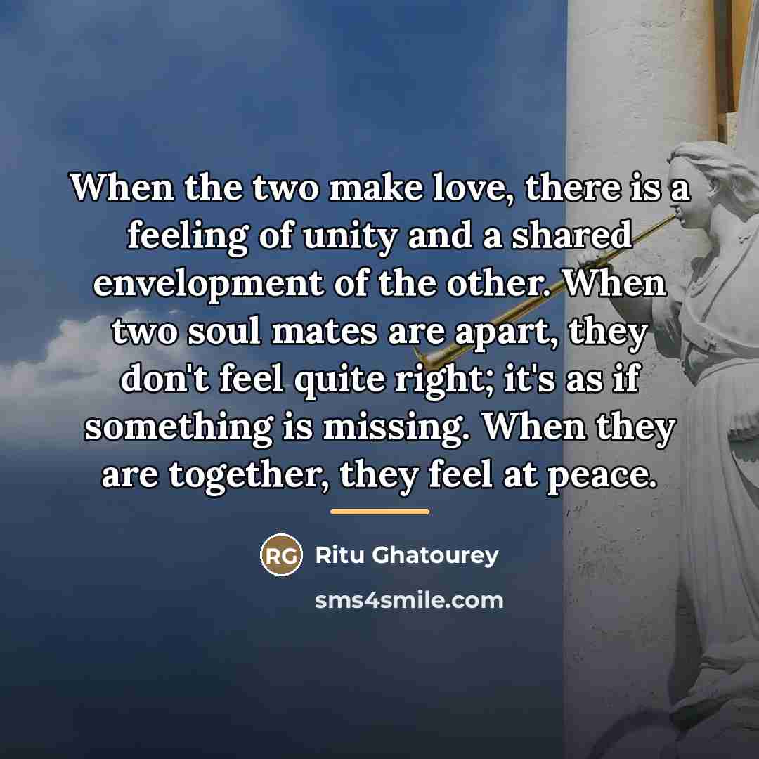 “When the two make love, there is a feeling of…” quote by Ritu Ghatourey