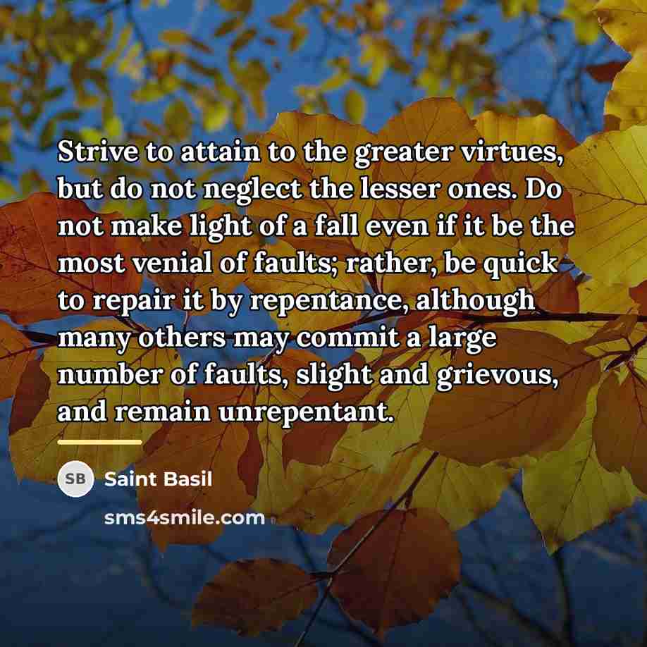 “Strive to attain to the greater virtues, but do not…” quote by Saint Basil