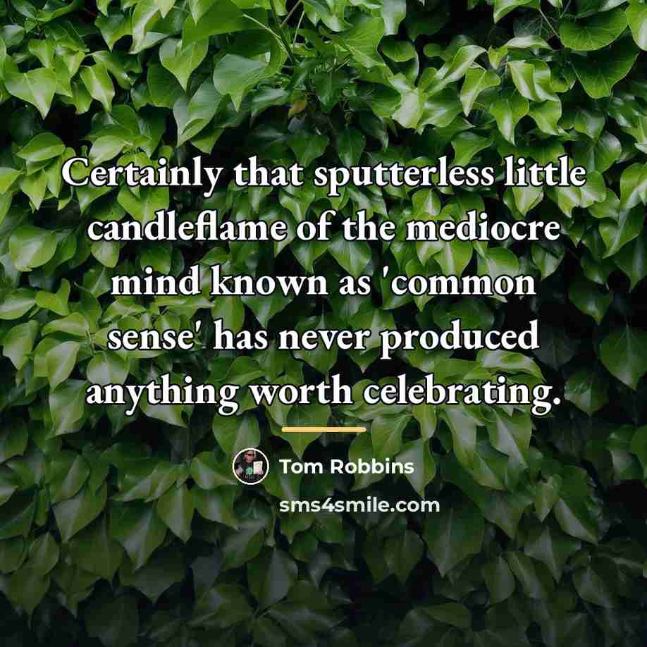 “Certainly that sputterless little candleflame of the mediocre mind known…” quote by Tom Robbins