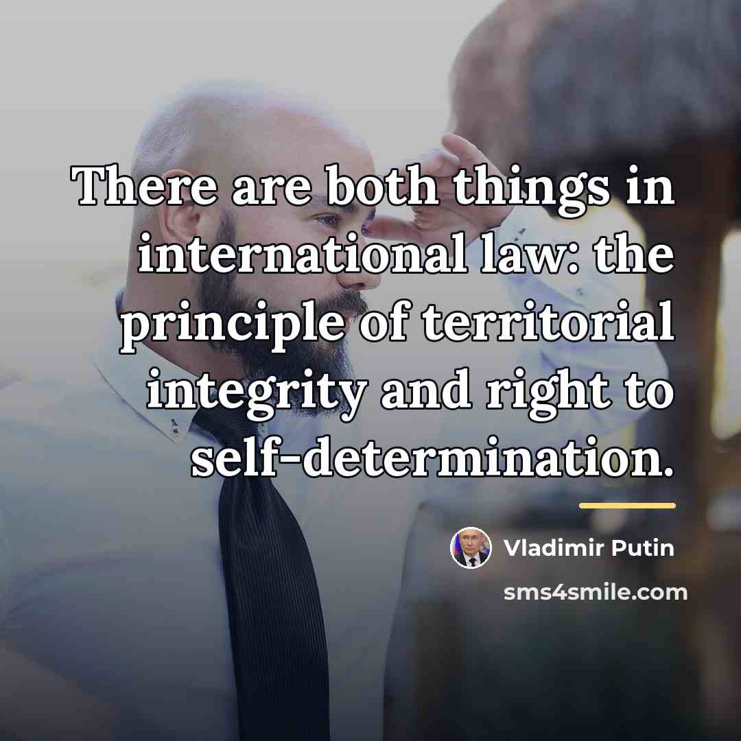 “There are both things in international law: the principle of…” quote by Vladimir Putin
