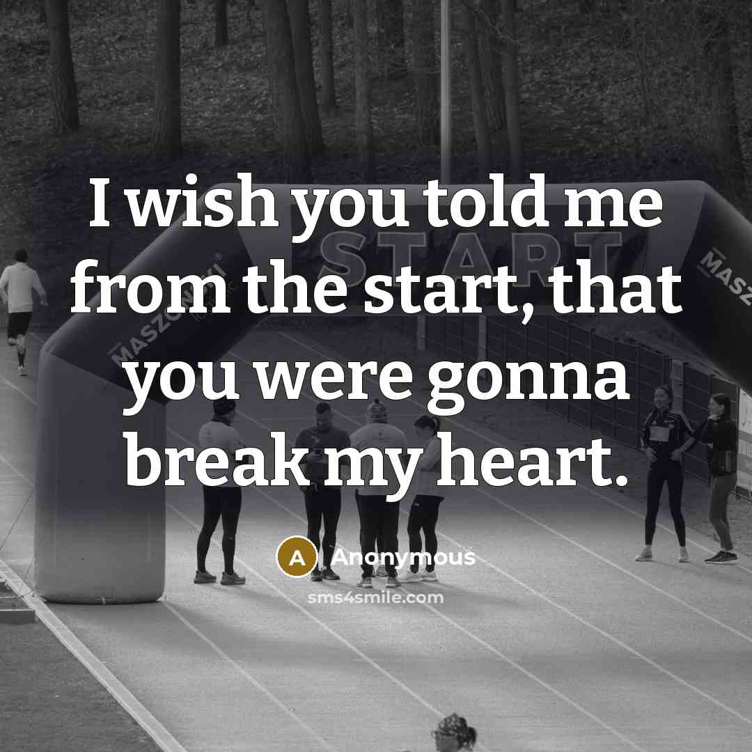 “I wish you told me from the start, that you…” quote by Anonymous