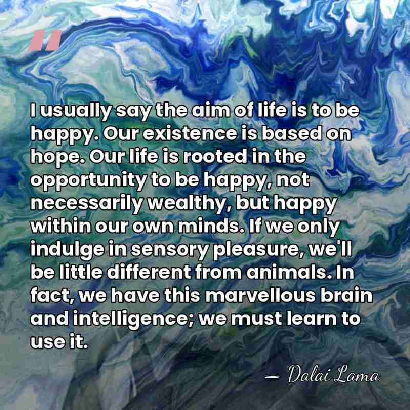 I usually say the aim of life is to be happy. Our&hellip; - Dalai Lama