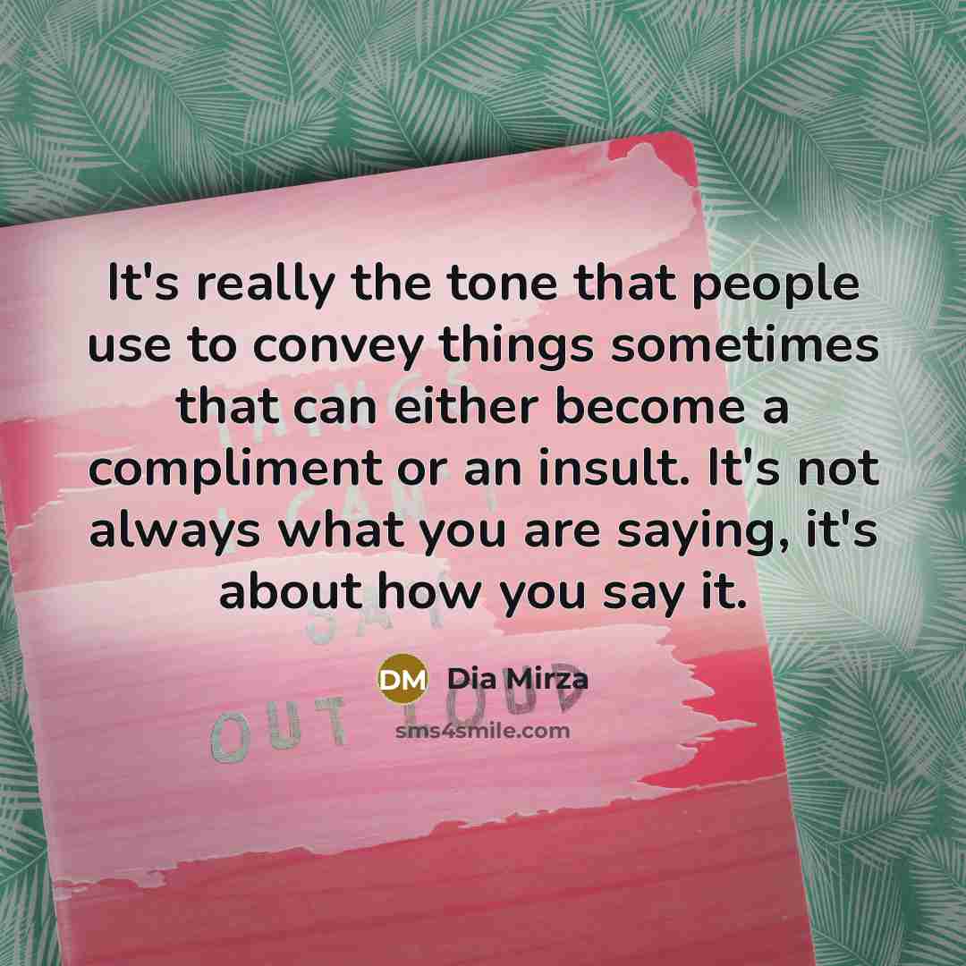 “It's really the tone that people use to convey things…” quote by Dia Mirza