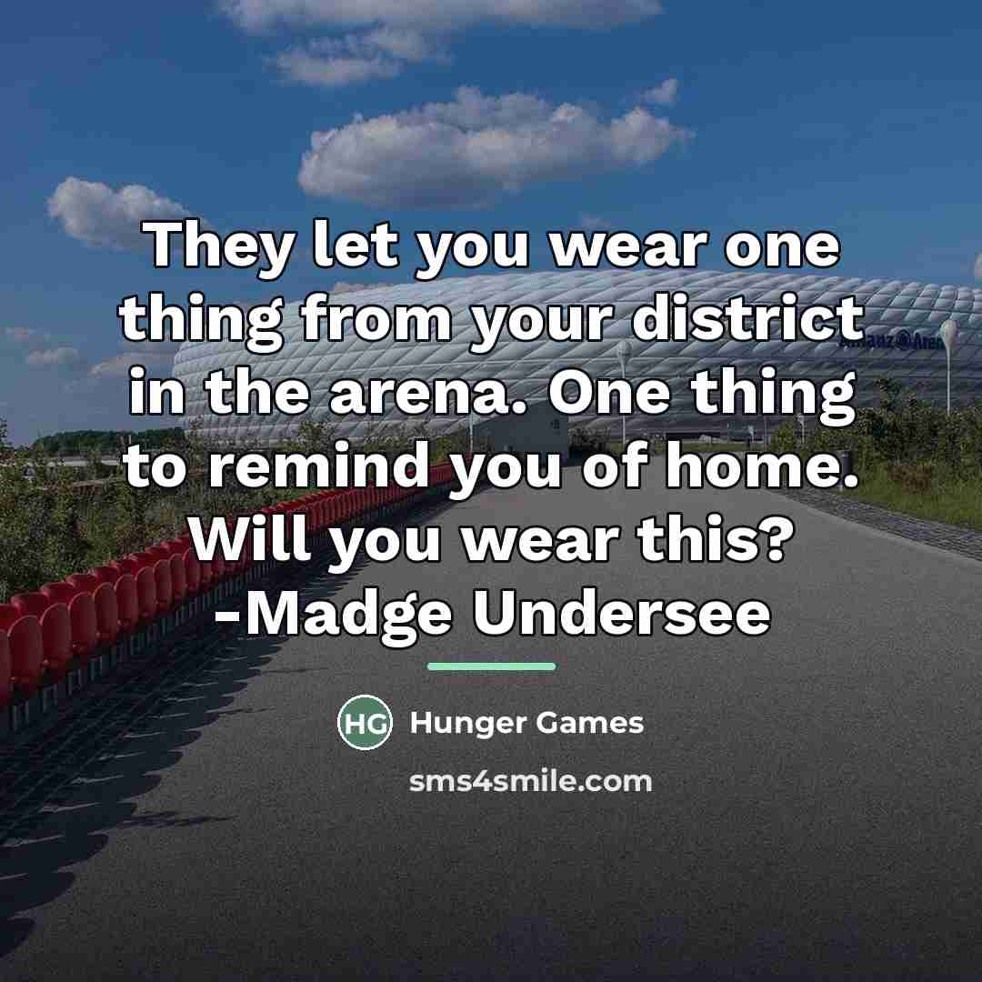 “They let you wear one thing from your district in…” quote by Hunger Games